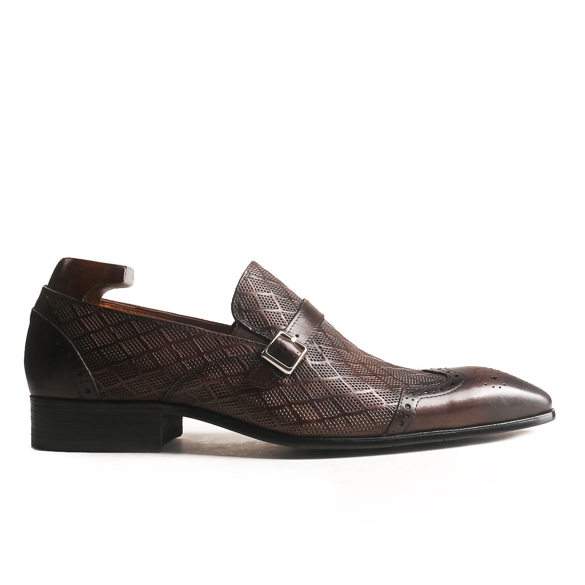Classic Plaid Brogue Toe Buckled Loafers