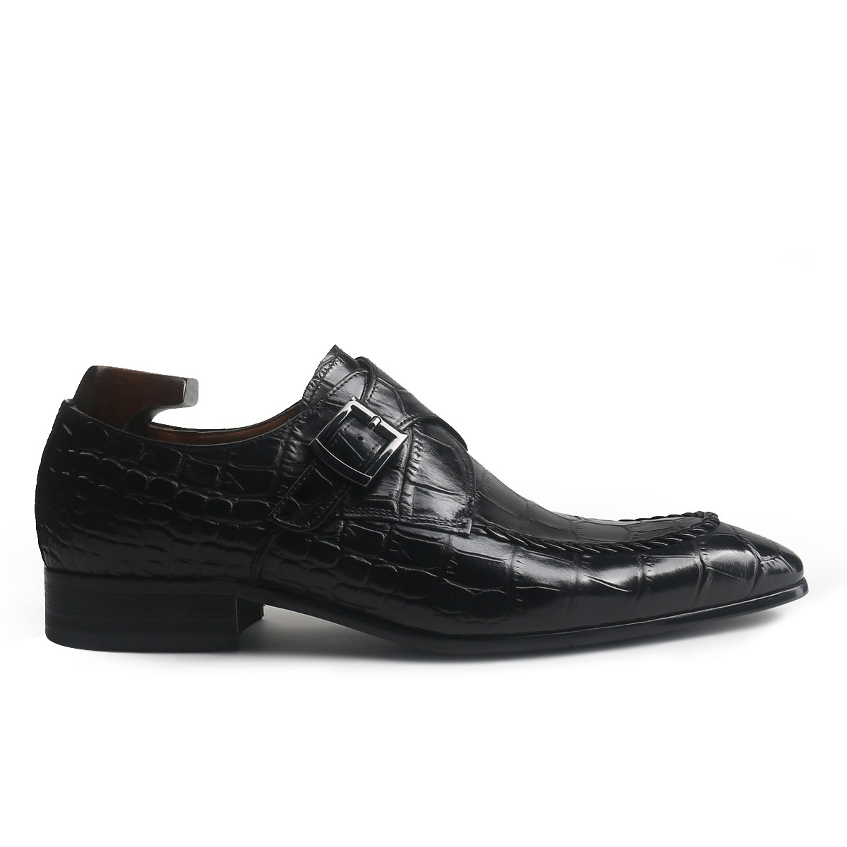 Luxury Crocodile Print Monk Strap