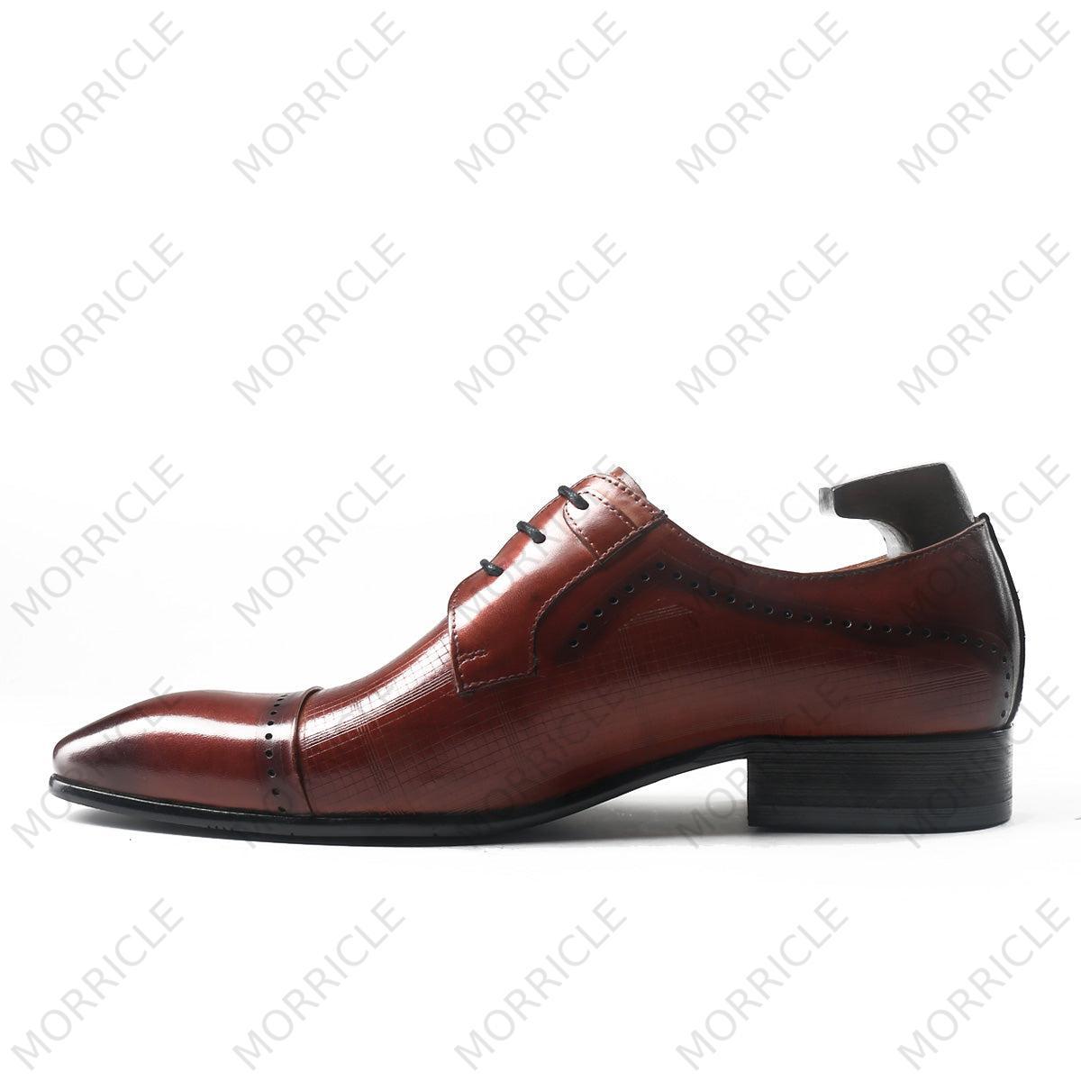 Plaid Print Cap Toe Derby Shoes - by Morricle - 168-369, Classic, Derby