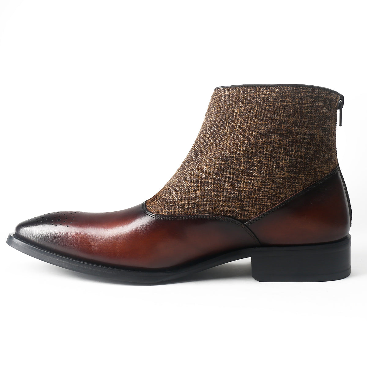 Luxurious Stitched Buttons Brogue Boots