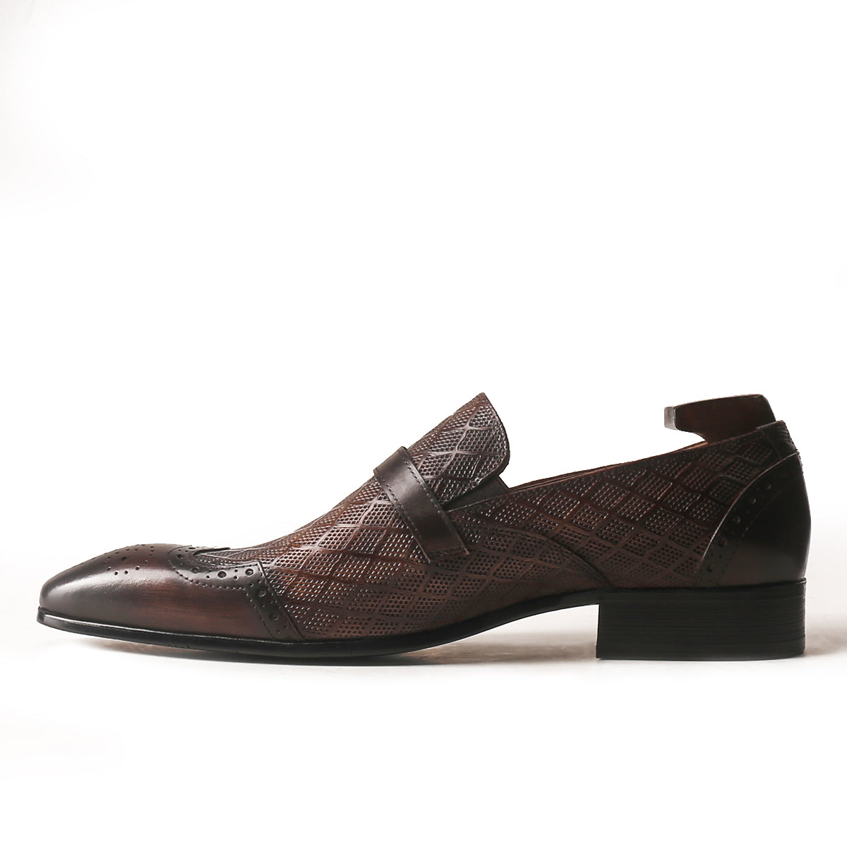 Classic Plaid Brogue Toe Buckled Loafers