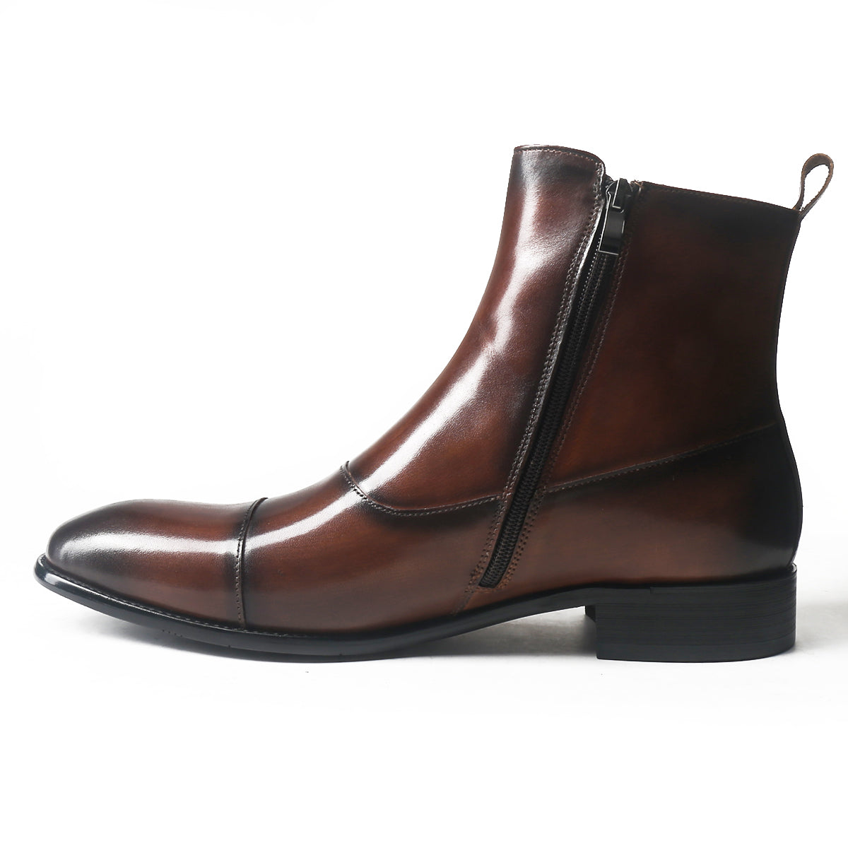 Dual Tone Double Strap Cap Toe Boots