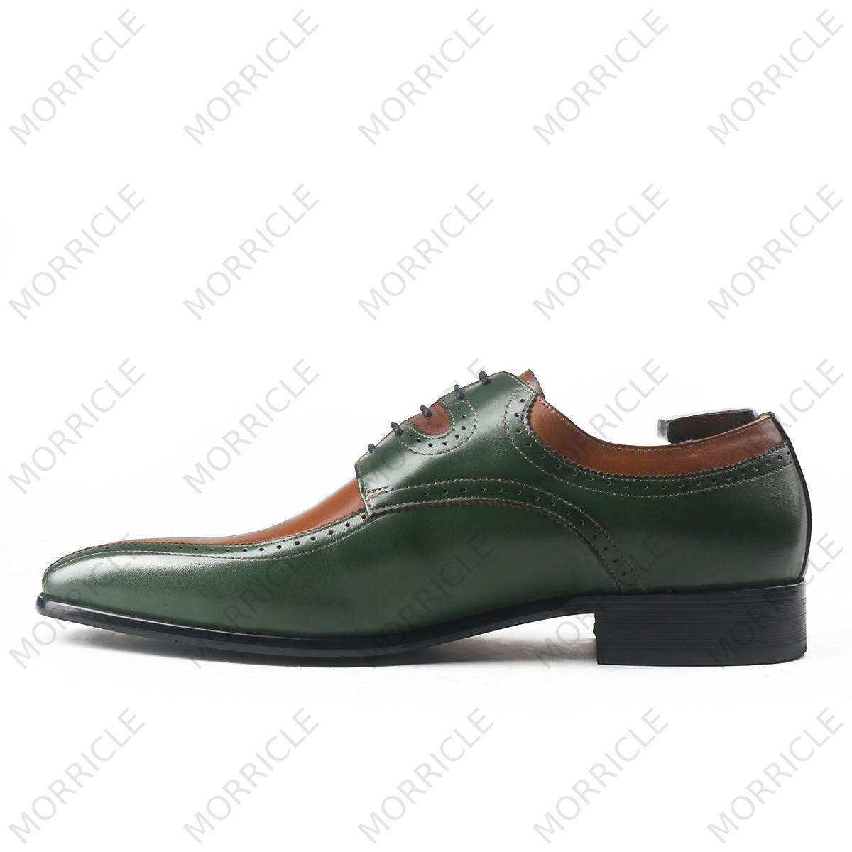 Handpainted Two Tone Square Toe Derby Shoes