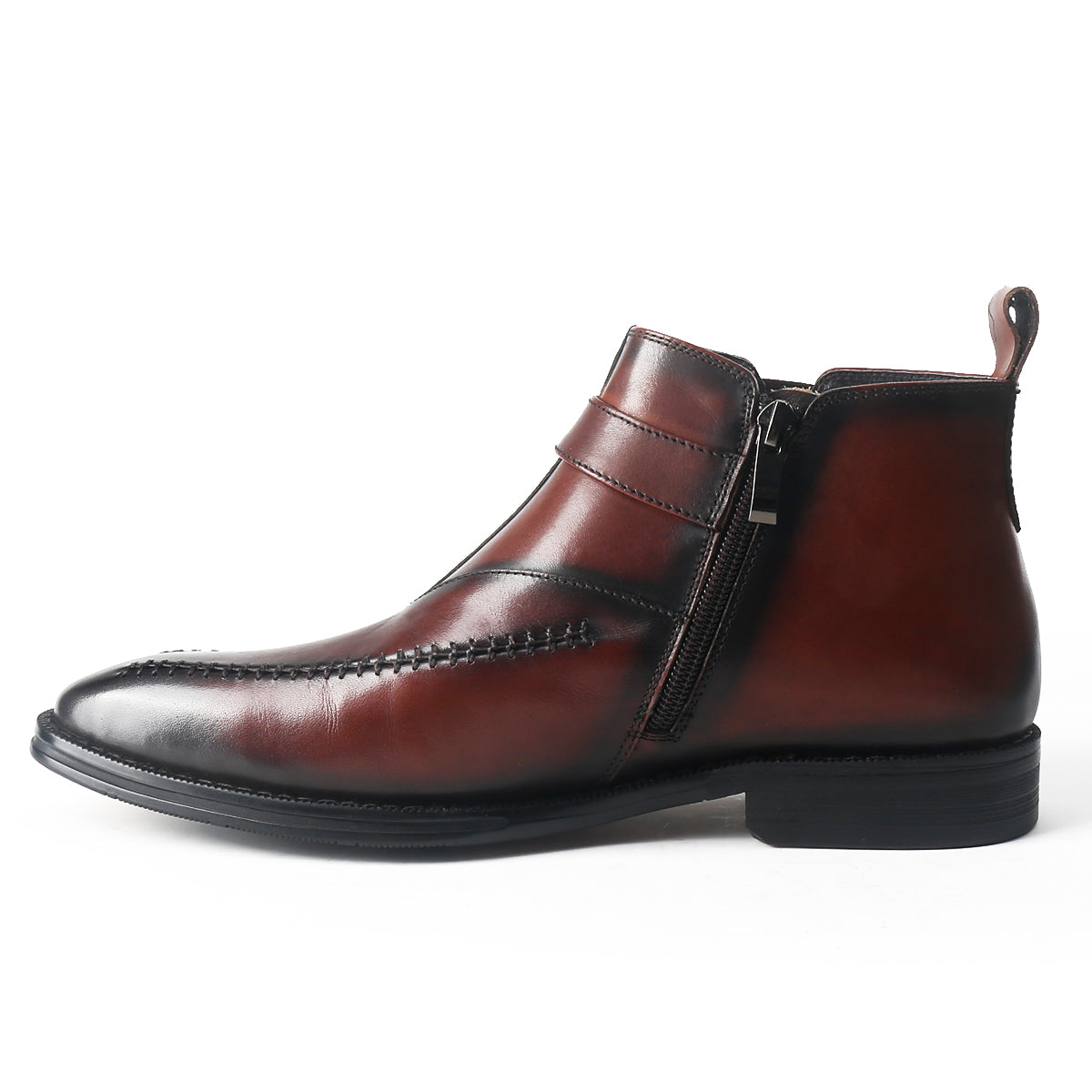Retro Hand Sewn Ankle Boots with Buckle
