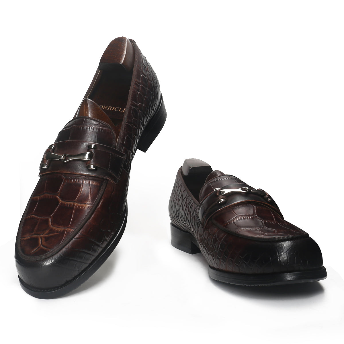 Exotic Embossed Crocodile Skin Horsebit Loafers