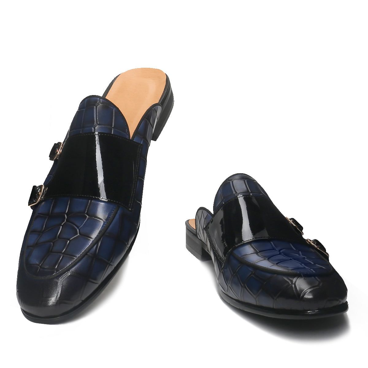 Luxury Crocodile Pattern Mule with Double Buckle