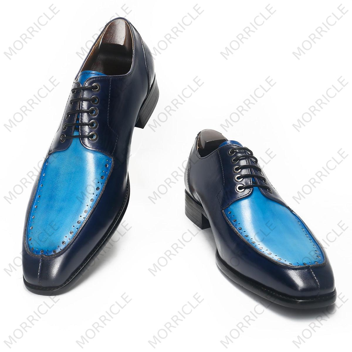 Luxury Two Tone Square Toe Derby Shoes - by Morricle - 032-319H, Derby, Exotic