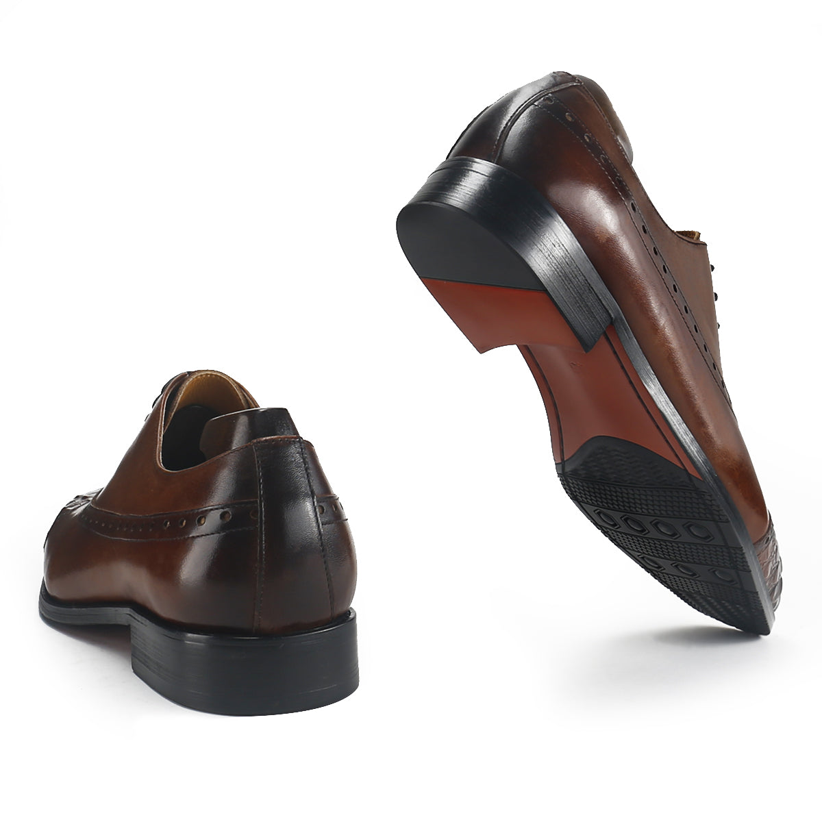 Embossed Crocodile Cap Toe Oxford Shoes