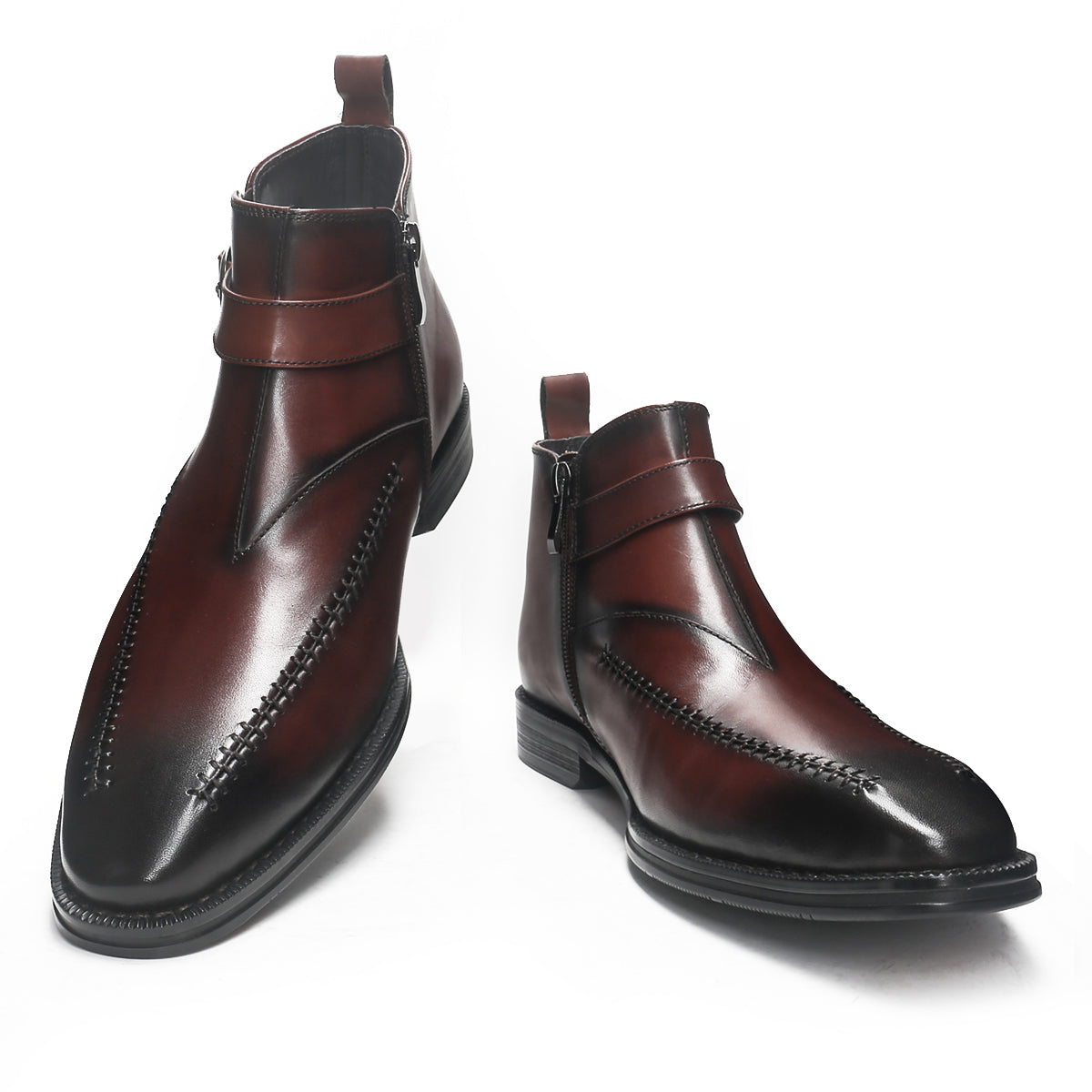 Retro Hand Sewn Ankle Boots with Buckle