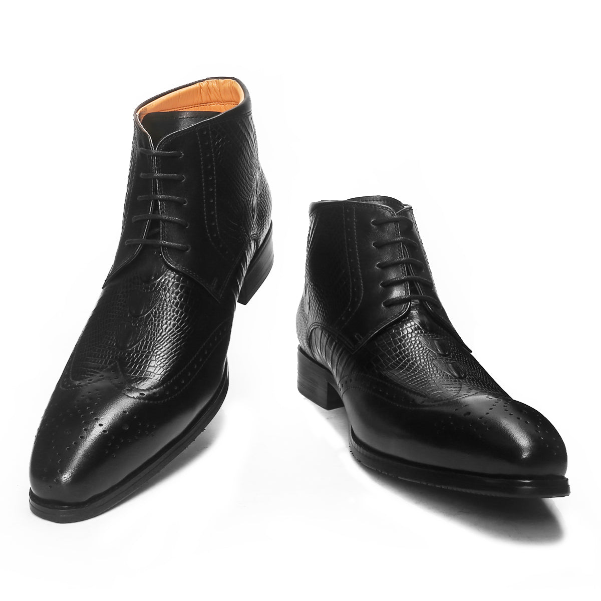 Business Alligator Pattern Wingtip Boots
