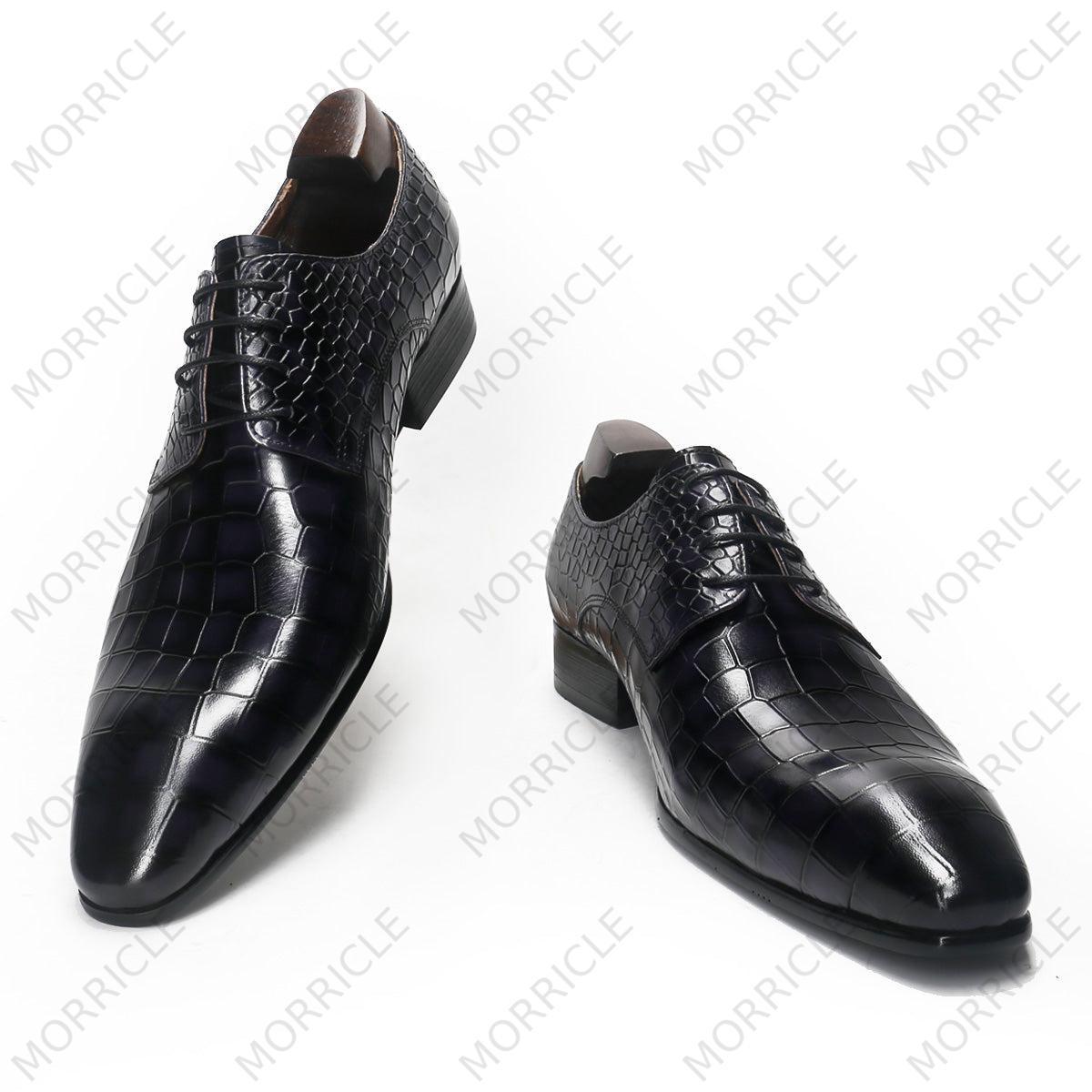 Luxurious Lace Up Crocodile Derby Shoes
