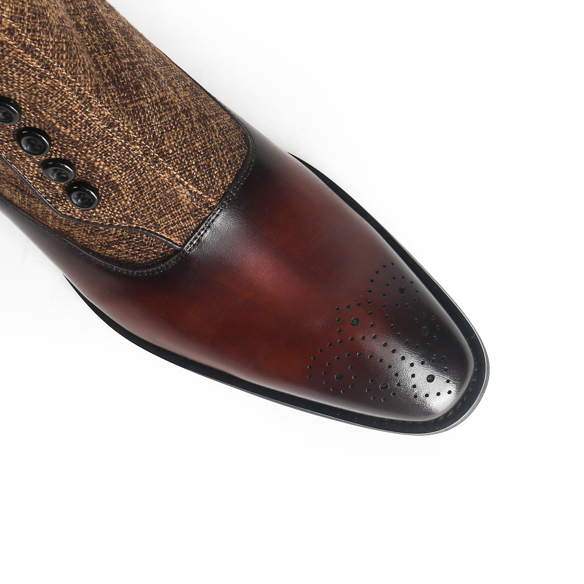 Luxurious Stitched Buttons Brogue Boots