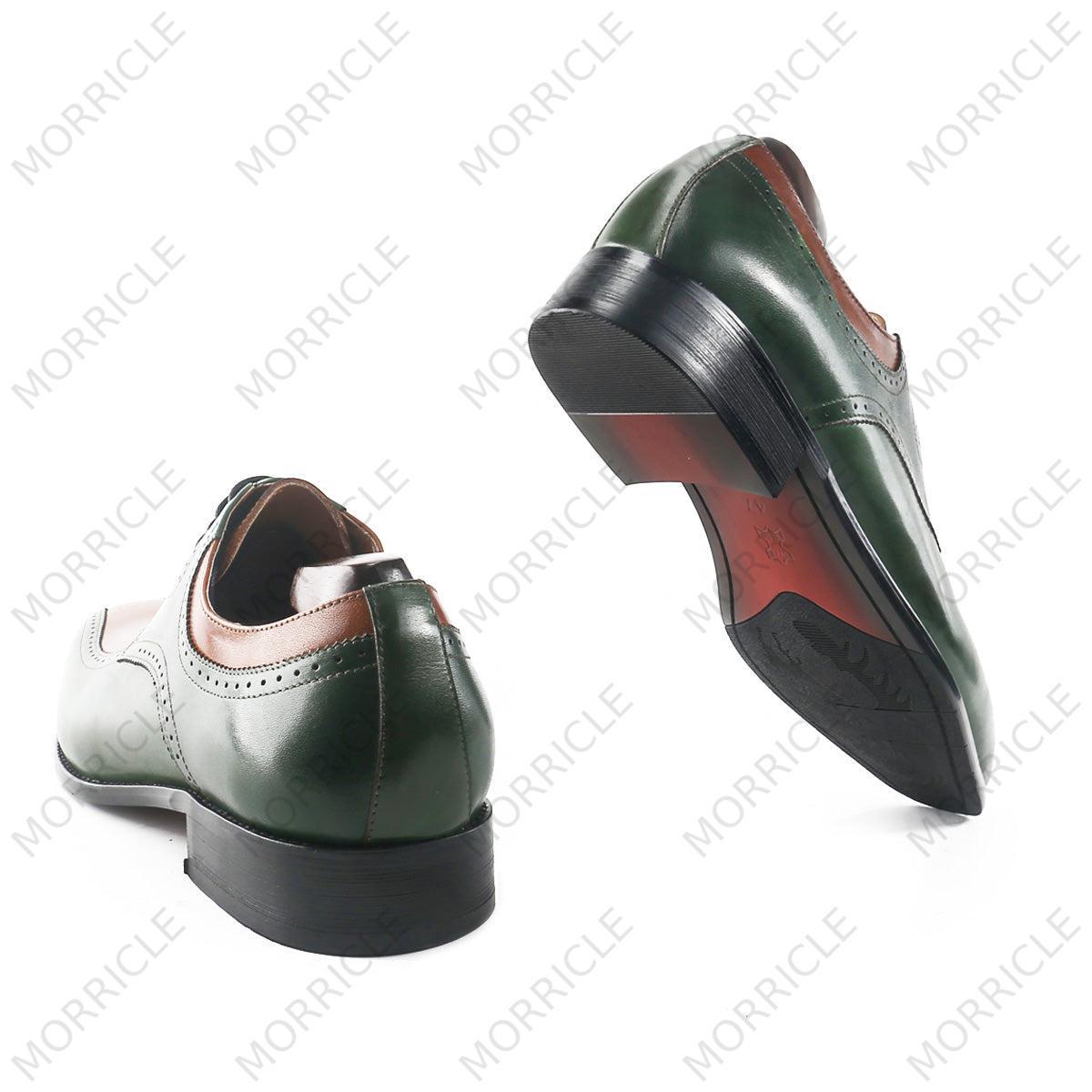 Handpainted Two Tone Square Toe Derby Shoes