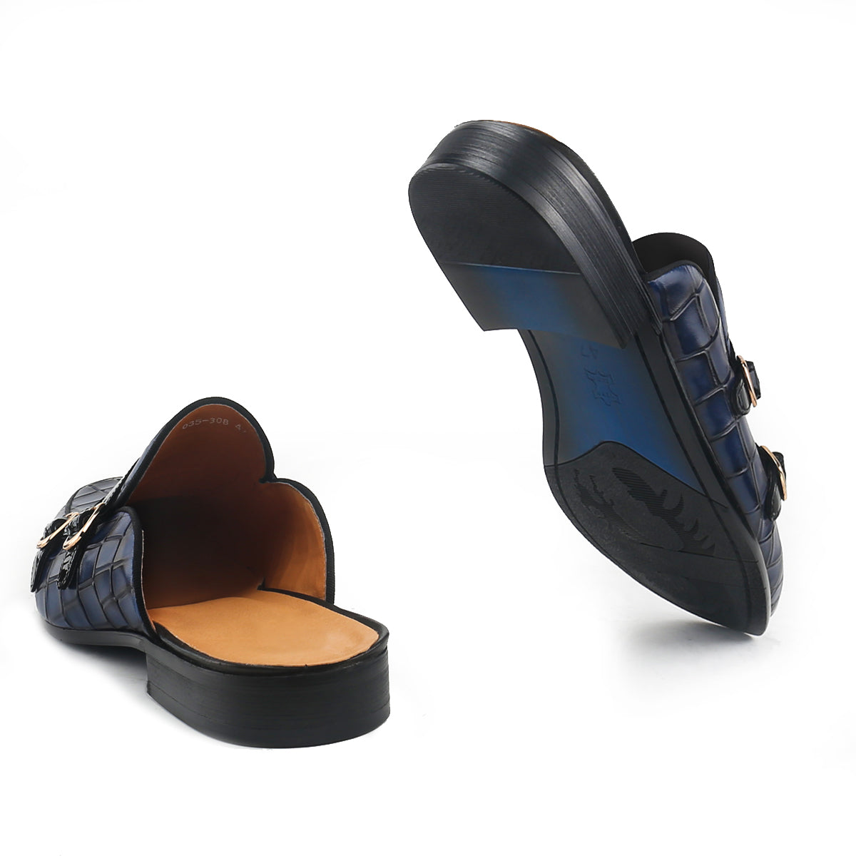 Luxury Crocodile Pattern Mule with Double Buckle