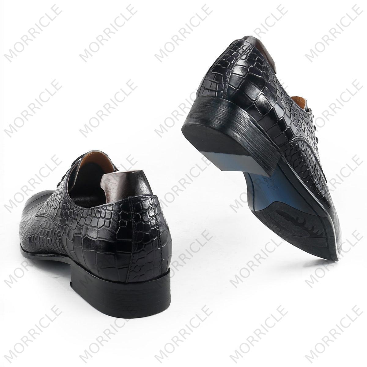 Luxurious Lace Up Crocodile Derby Shoes
