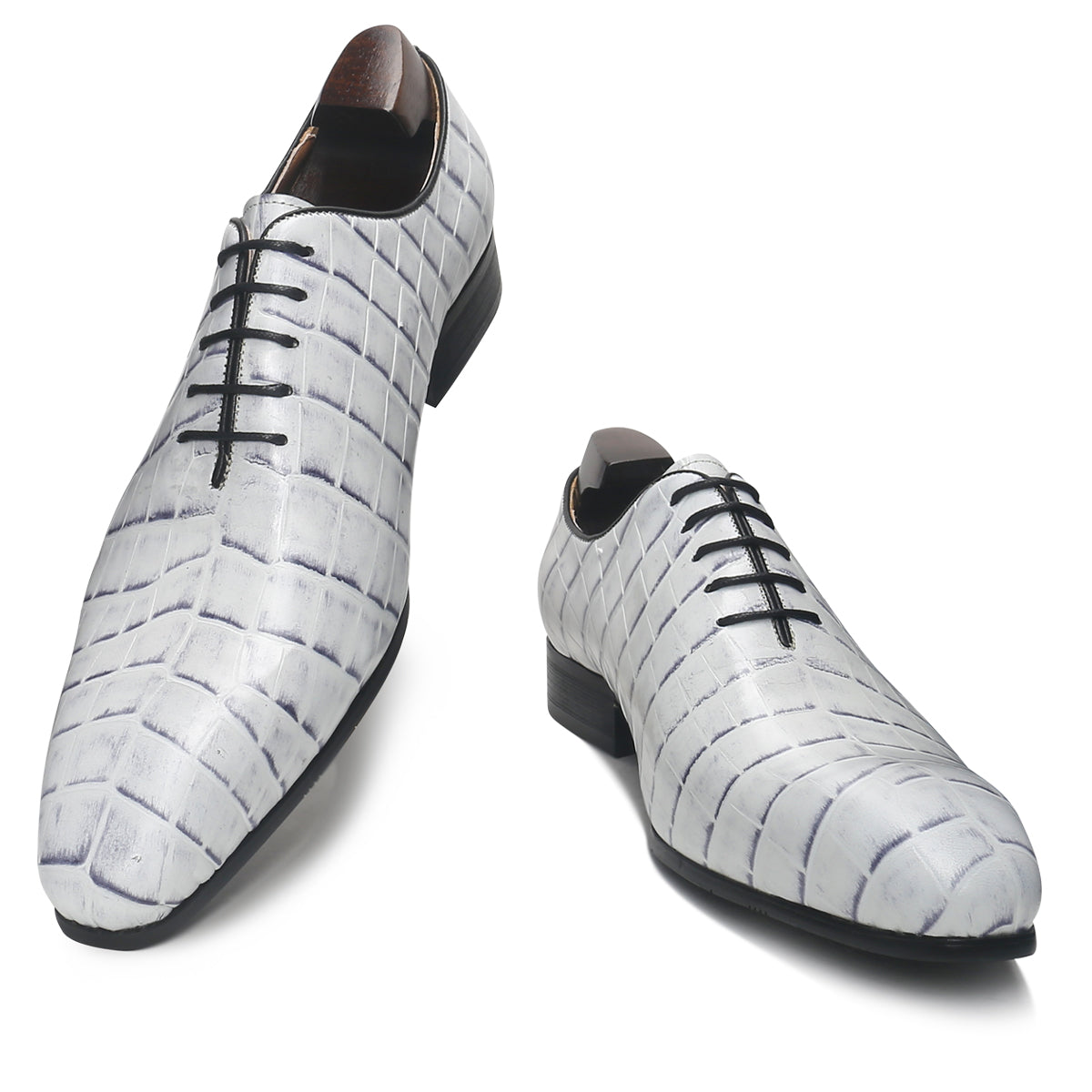 Luxury Crocodile Pattern Plain Toe Oxford Shoes