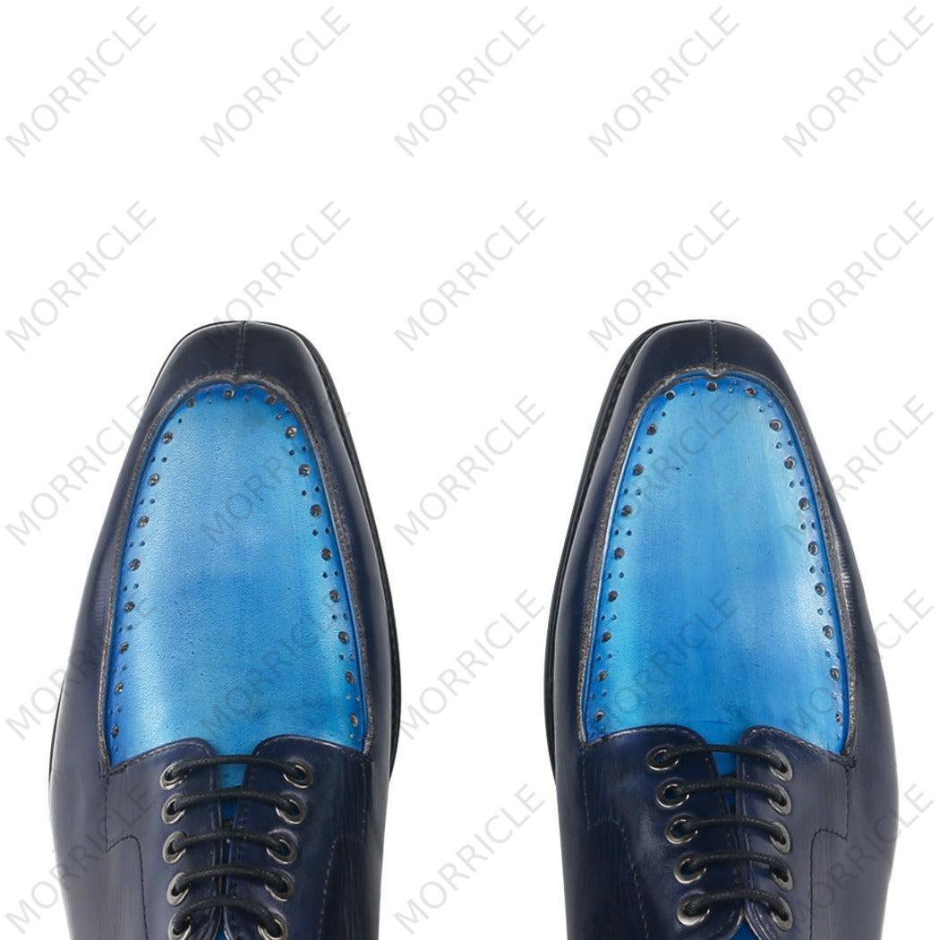 Luxury Two Tone Square Toe Derby Shoes - by Morricle - 032-319H, Derby, Exotic