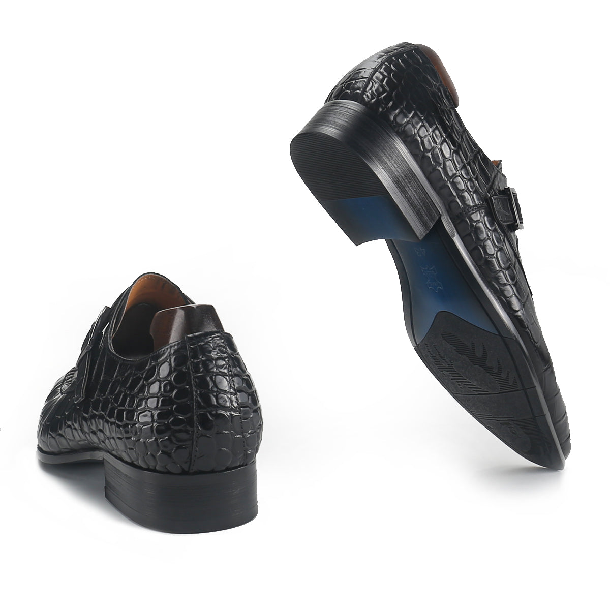 Luxury Crocodile Print Monk Strap
