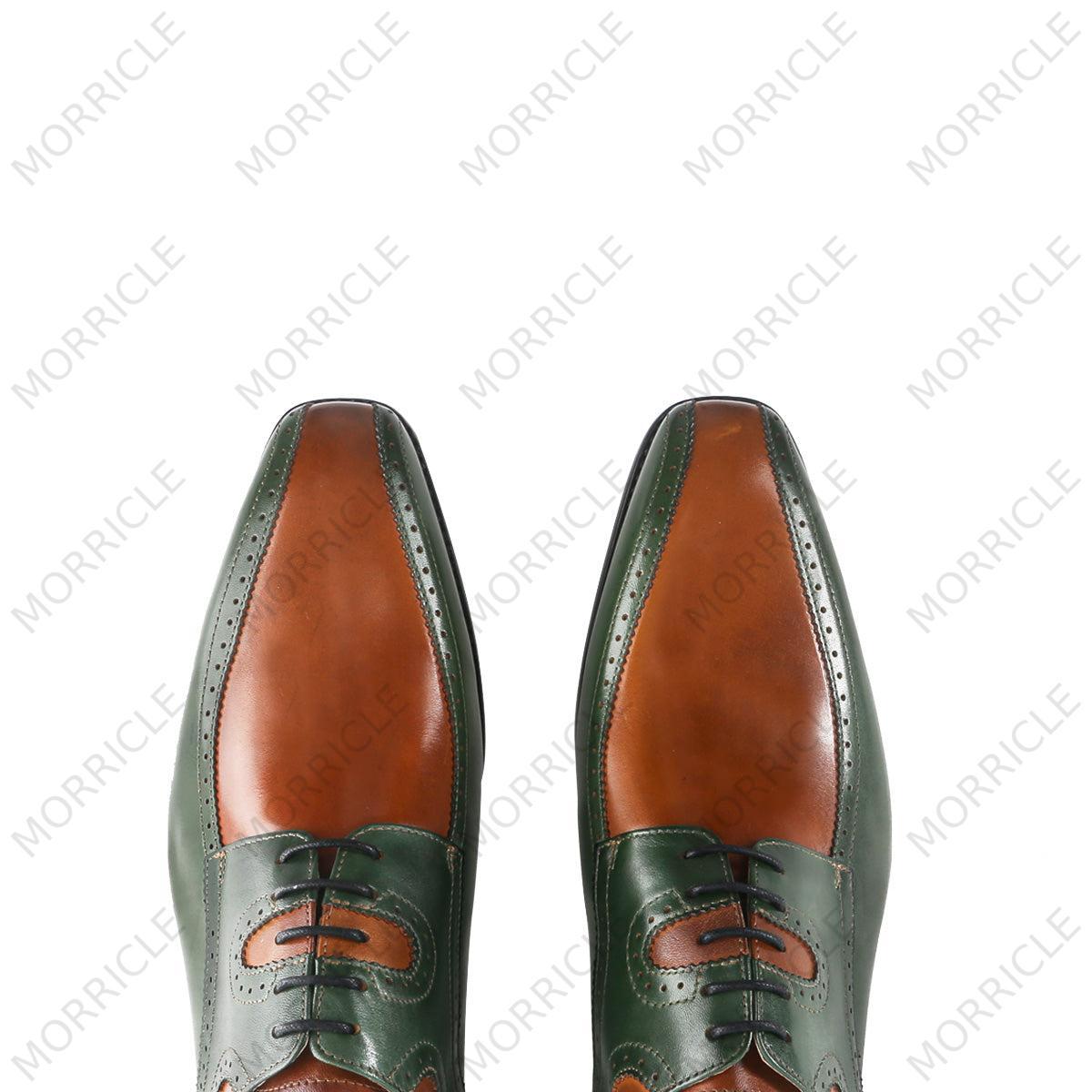 Handpainted Two Tone Square Toe Derby Shoes