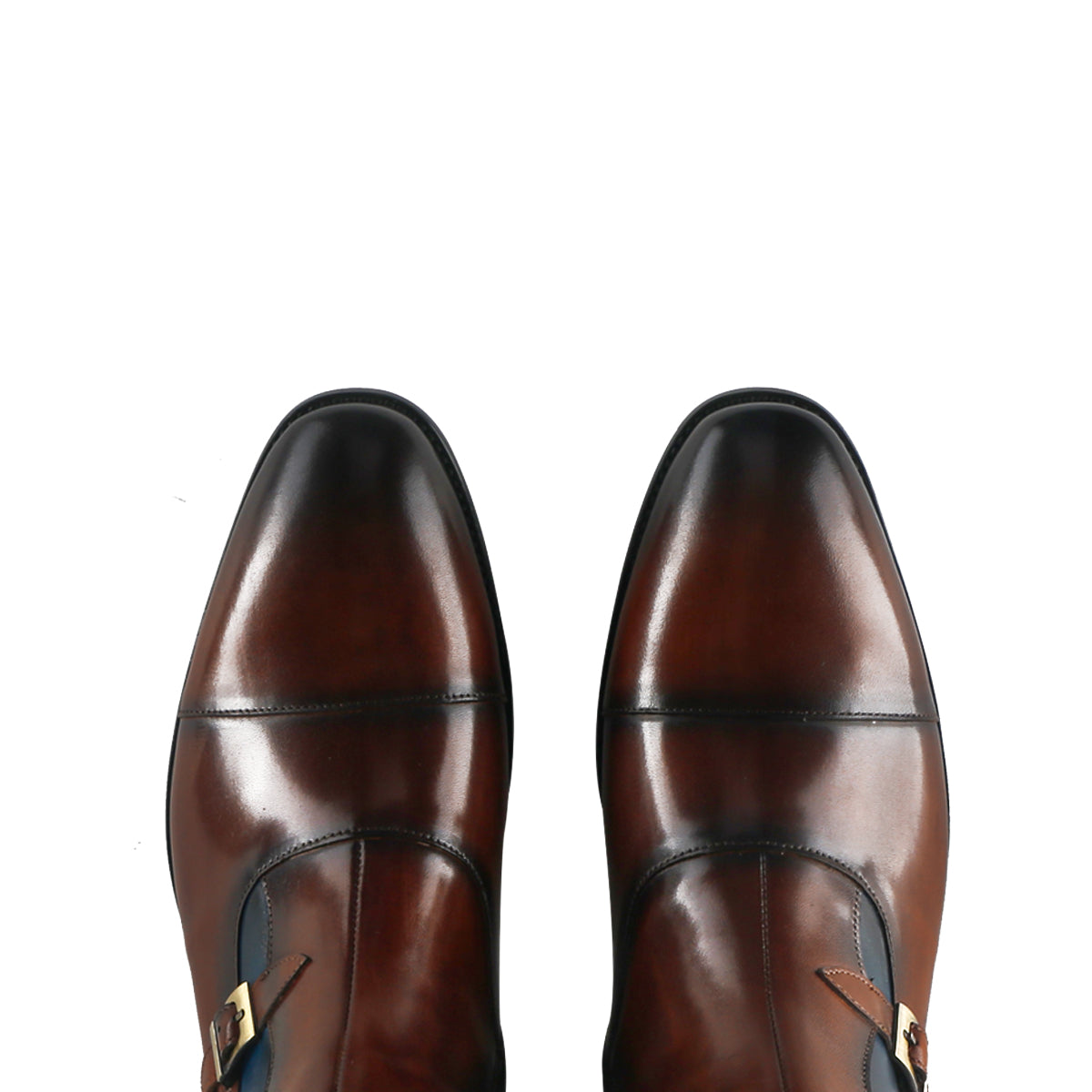 Dual Tone Double Strap Cap Toe Boots