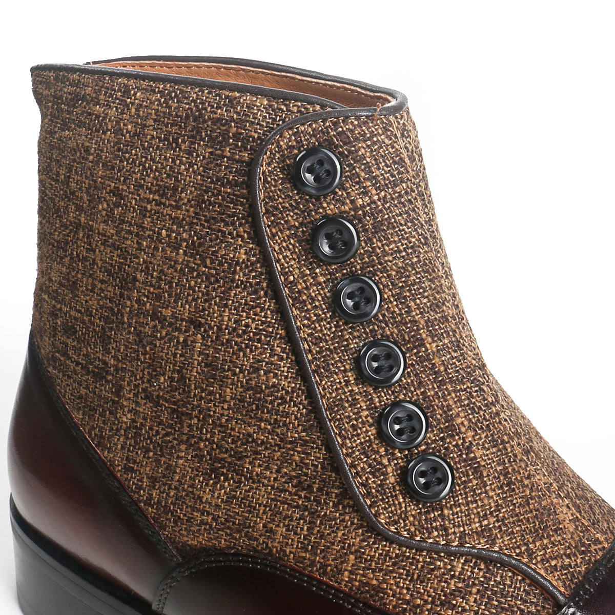 Luxurious Stitched Buttons Brogue Boots
