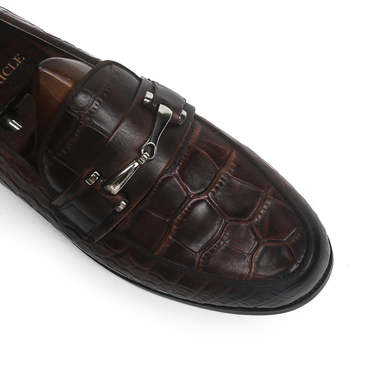 Exotic Embossed Crocodile Skin Horsebit Loafers