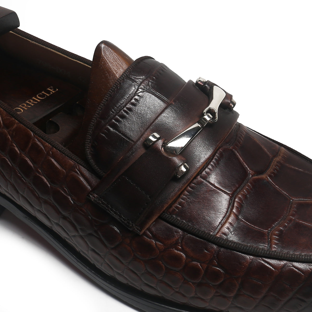 Exotic Embossed Crocodile Skin Horsebit Loafers