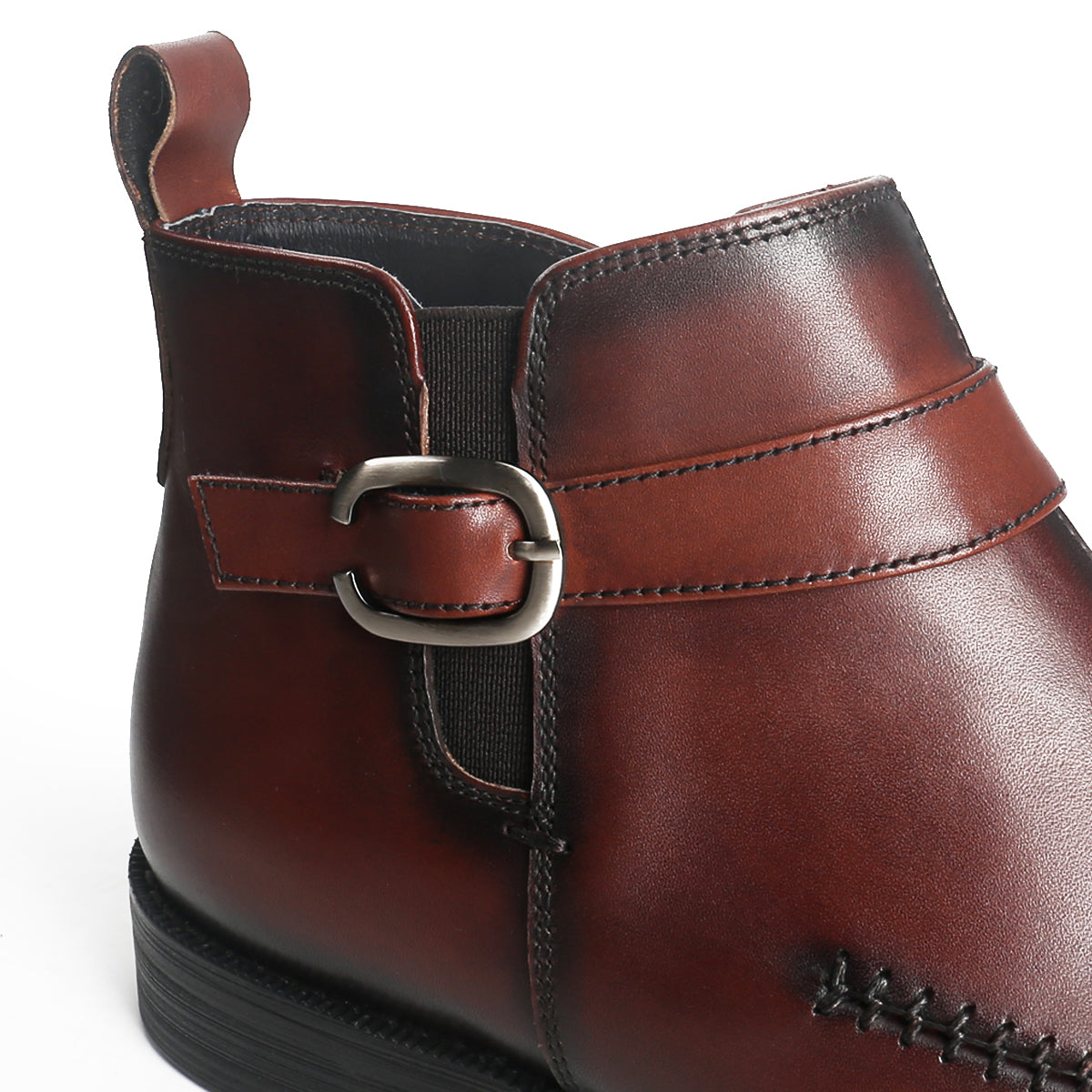 Retro Hand Sewn Ankle Boots with Buckle