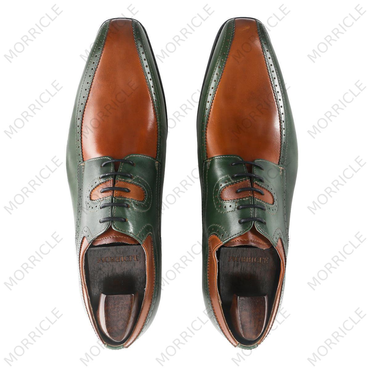 Handpainted Two Tone Square Toe Derby Shoes