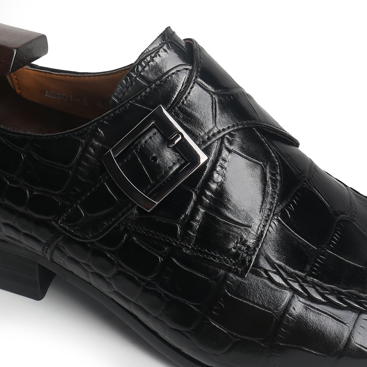 Luxury Crocodile Print Monk Strap