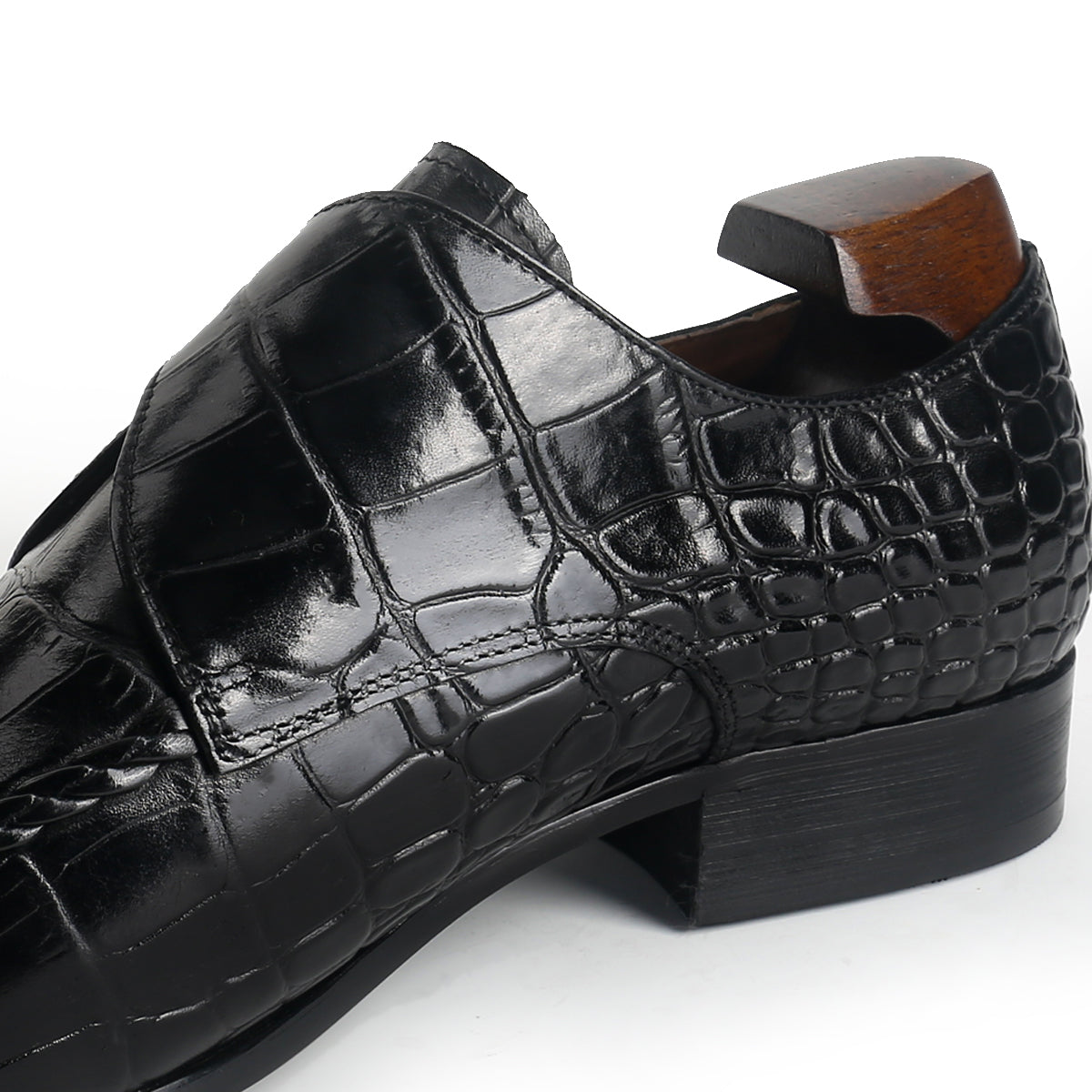 Luxury Crocodile Print Monk Strap