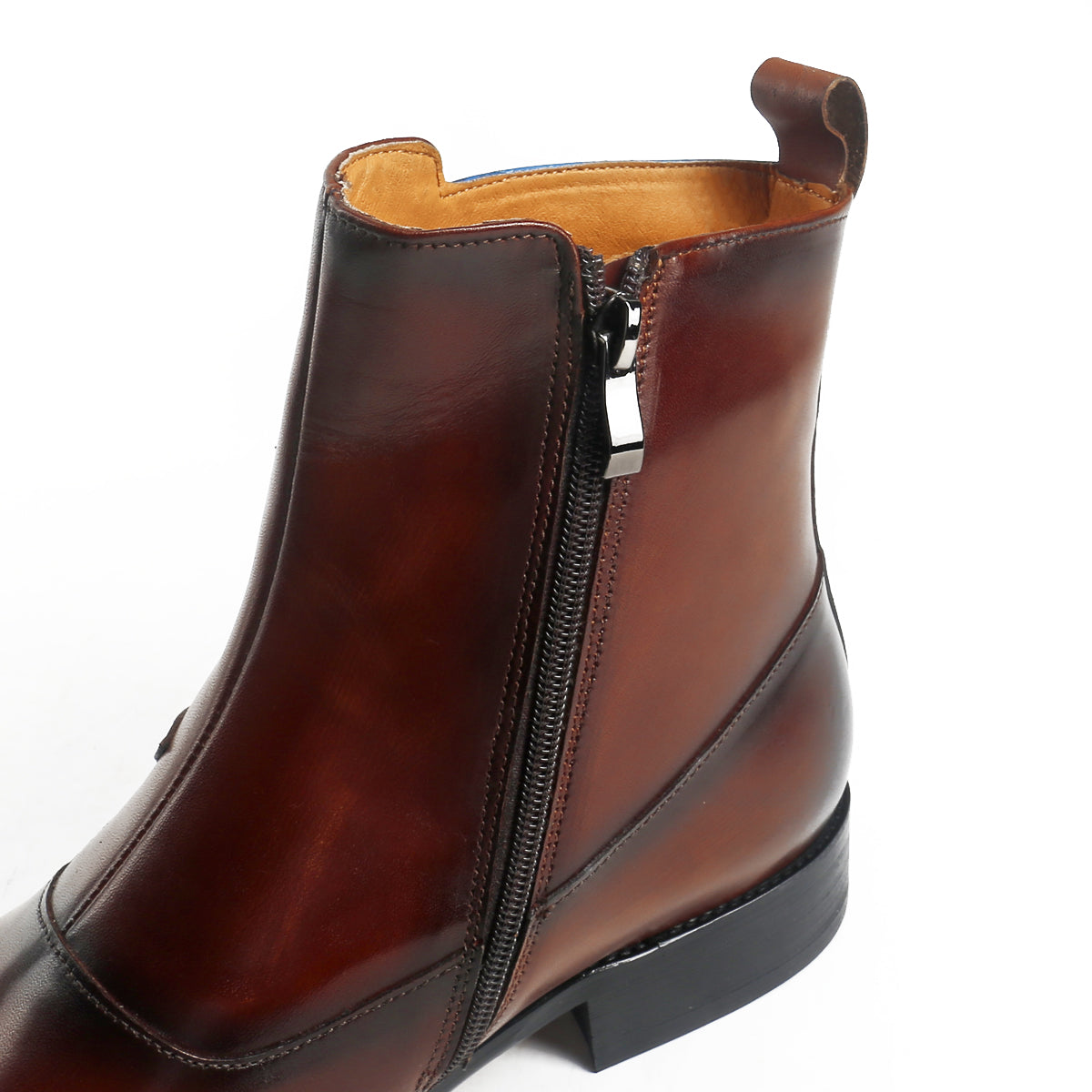 Dual Tone Double Strap Cap Toe Boots