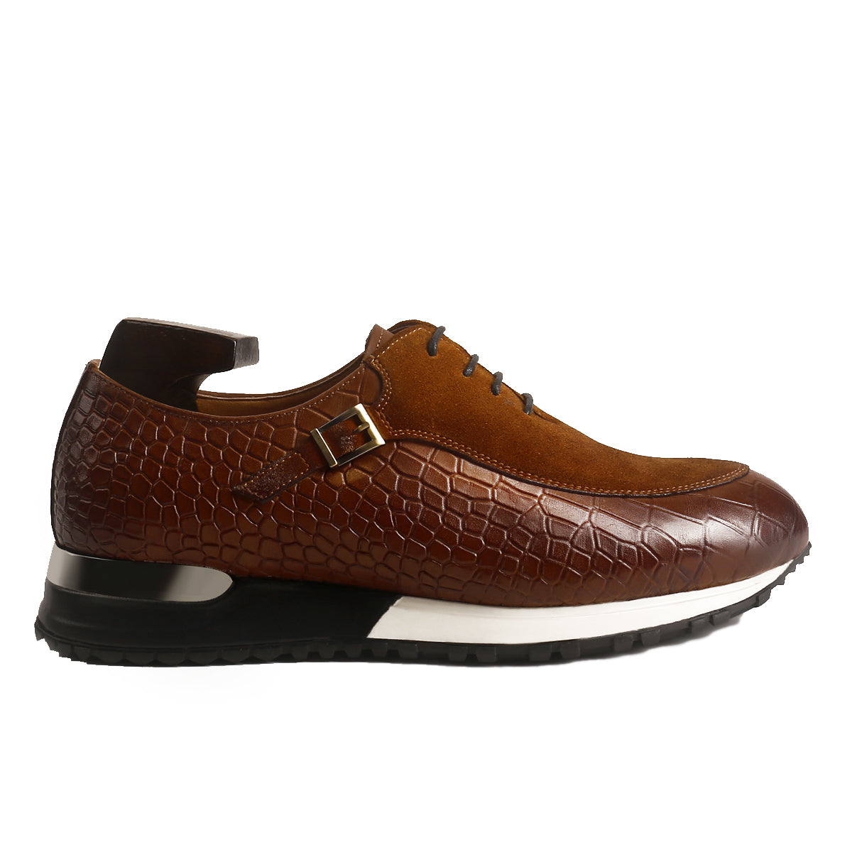 Versatile Crocodile Texture Leather Sneaker