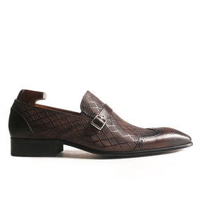 Classic Plaid Brogue Toe Buckled Loafers