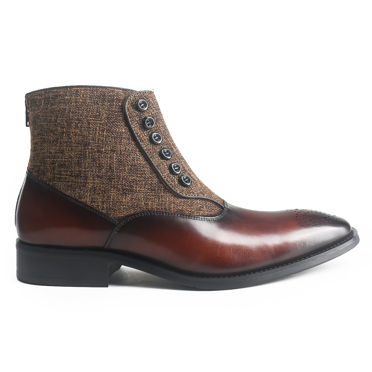 Luxurious Stitched Buttons Brogue Boots