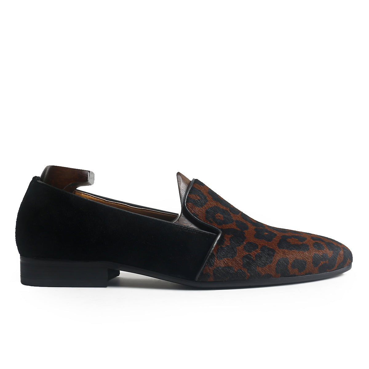 Fancy Leopard Print Suede Slipper Loafers