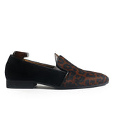 Fancy Leopard Print Suede Slipper Loafers