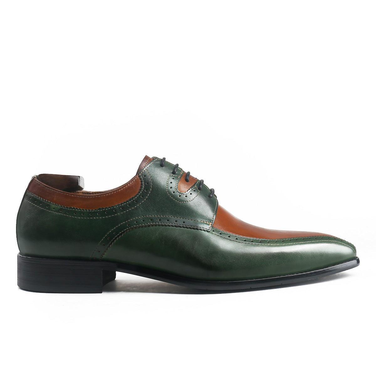 Handpainted Two Tone Square Toe Derby Shoes -  by Morricle - 032-R41, Derby, Exotic