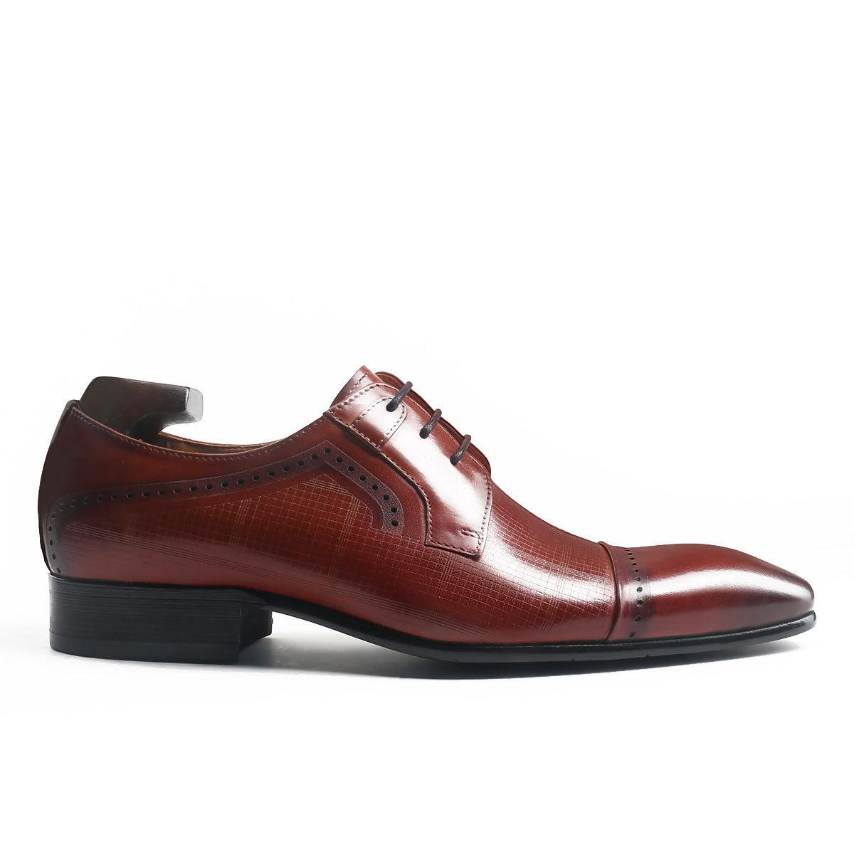 Plaid Print Cap Toe Derby Shoes -  by Morricle - 168-369, Classic, Derby