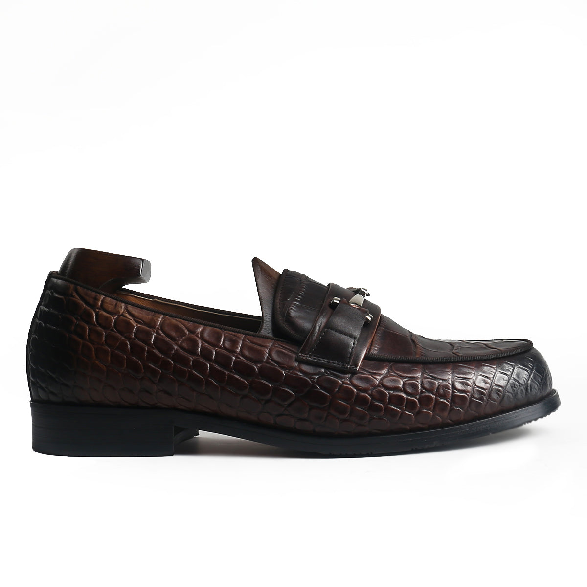 Exotic Embossed Crocodile Skin Horsebit Loafers