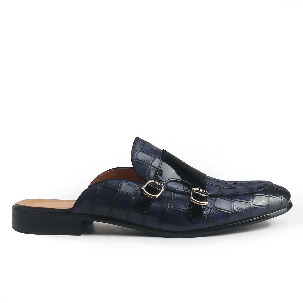 Luxury Crocodile Pattern Mule with Double Buckle