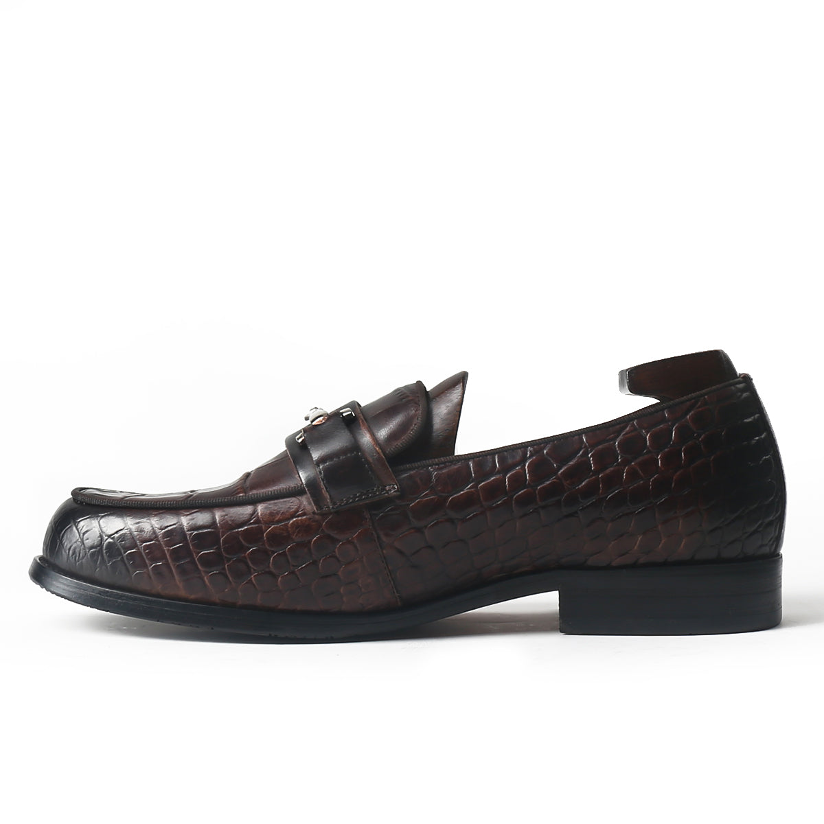 Exotic Embossed Crocodile Skin Horsebit Loafers