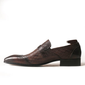 Classic Plaid Brogue Toe Buckled Loafers