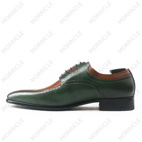 Handpainted Two Tone Square Toe Derby Shoes