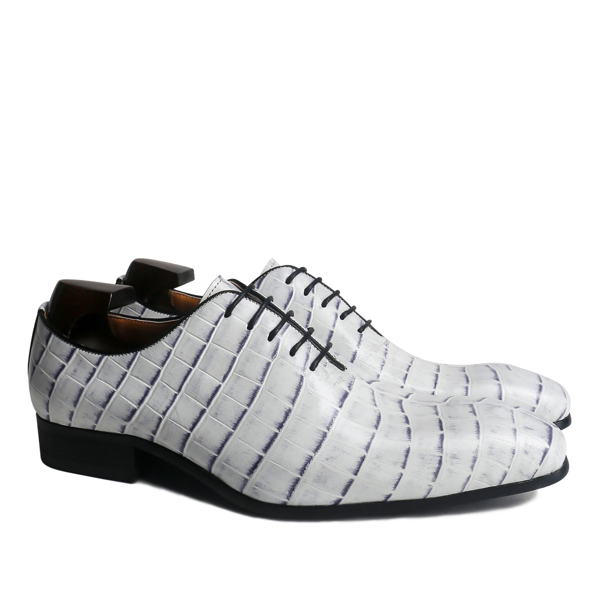 Luxury Crocodile Pattern Plain Toe Oxford Shoes