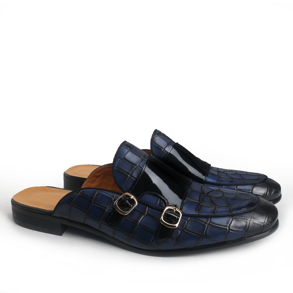 Luxury Crocodile Pattern Mule with Double Buckle