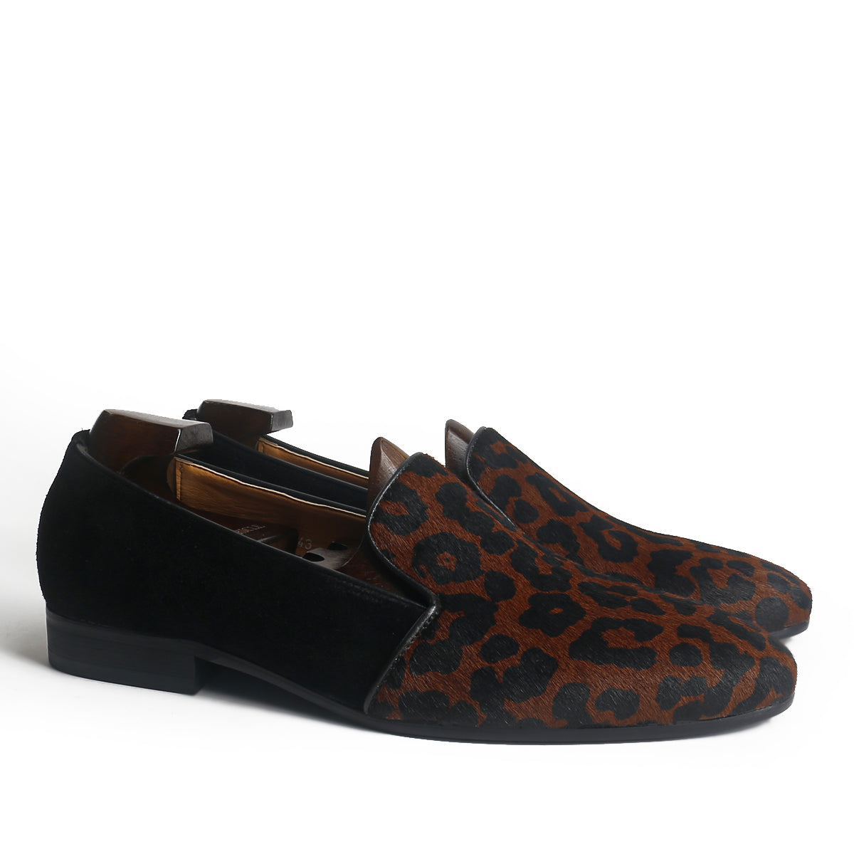 Fancy Leopard Print Suede Slipper Loafers