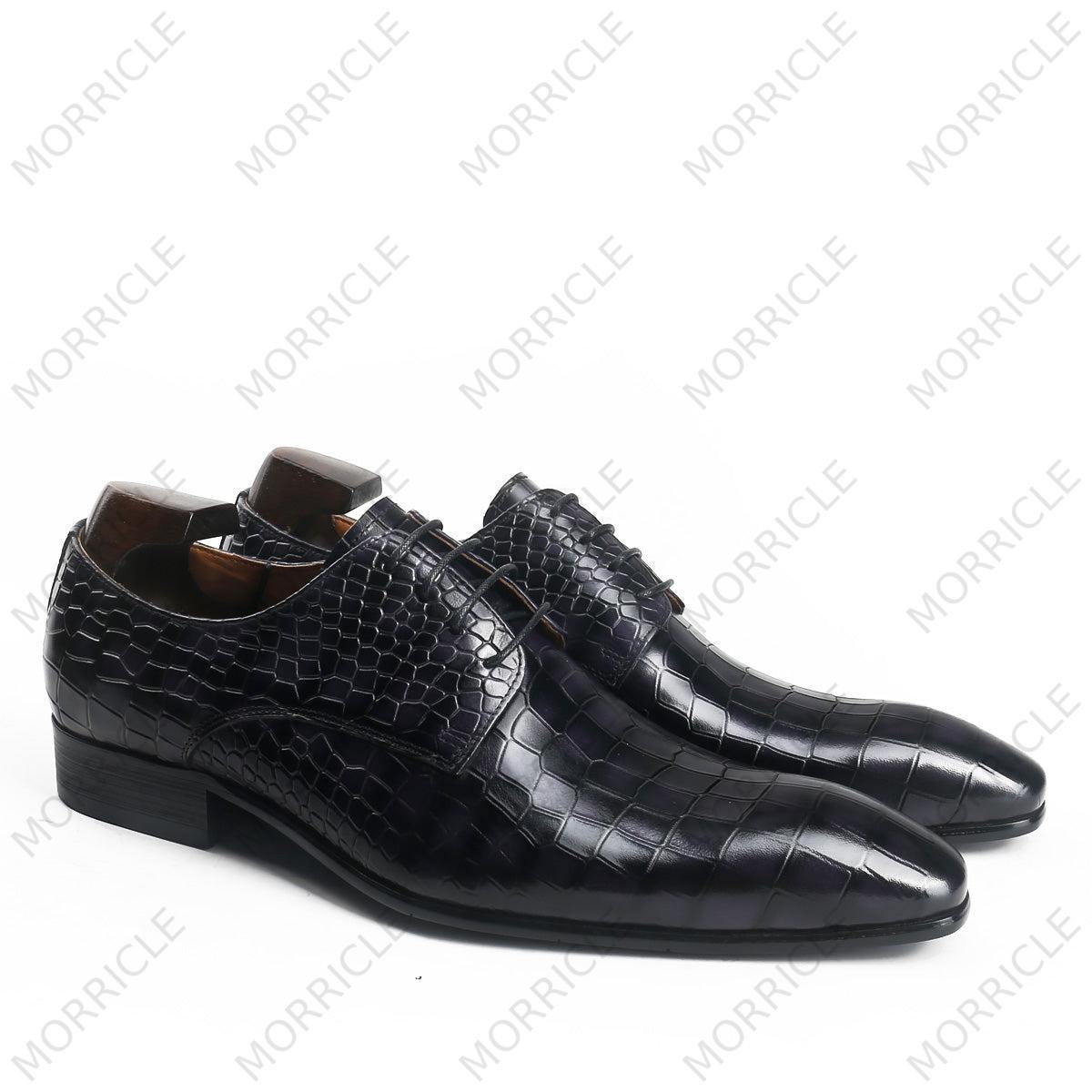 Luxurious Lace Up Crocodile Derby Shoes