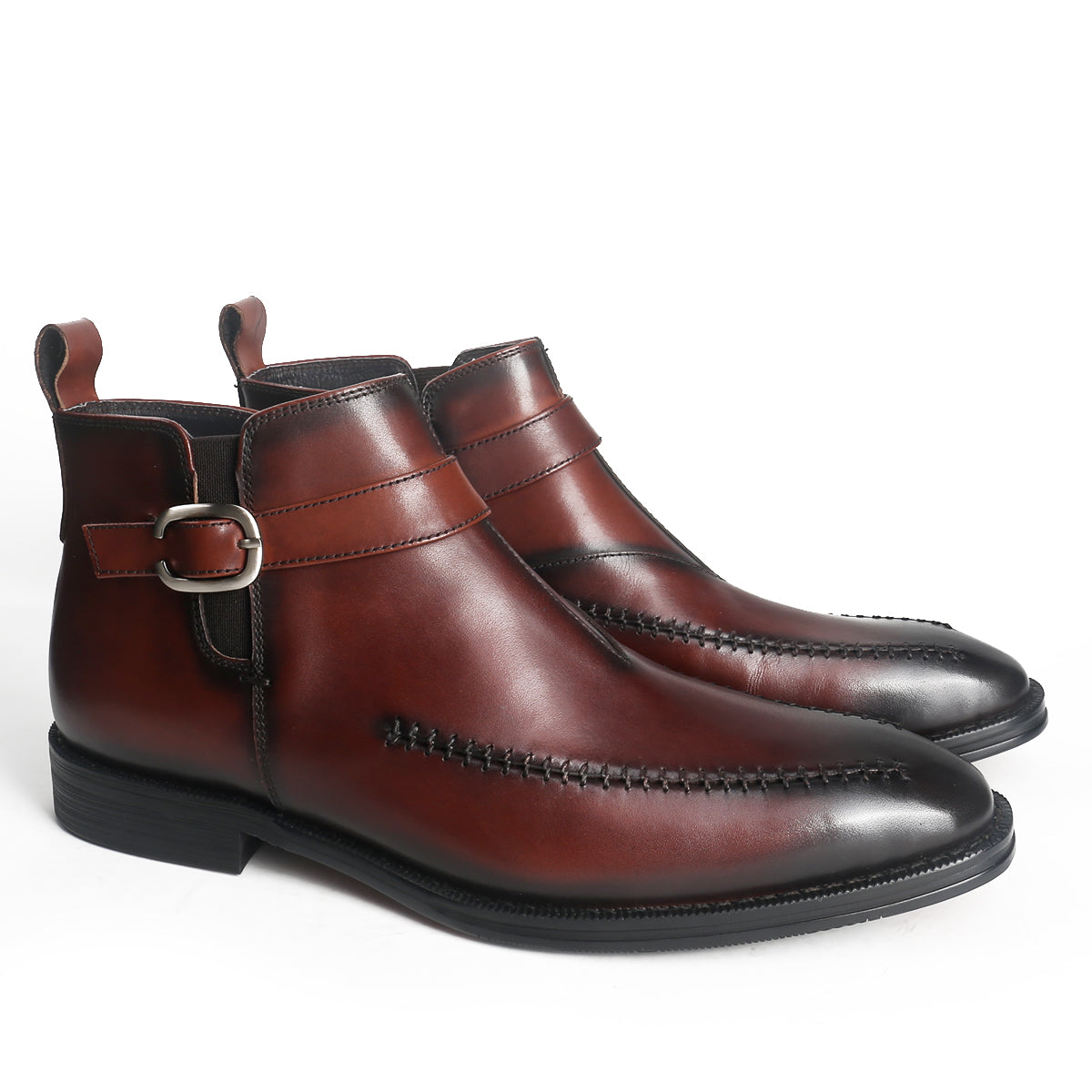 Retro Hand Sewn Ankle Boots with Buckle