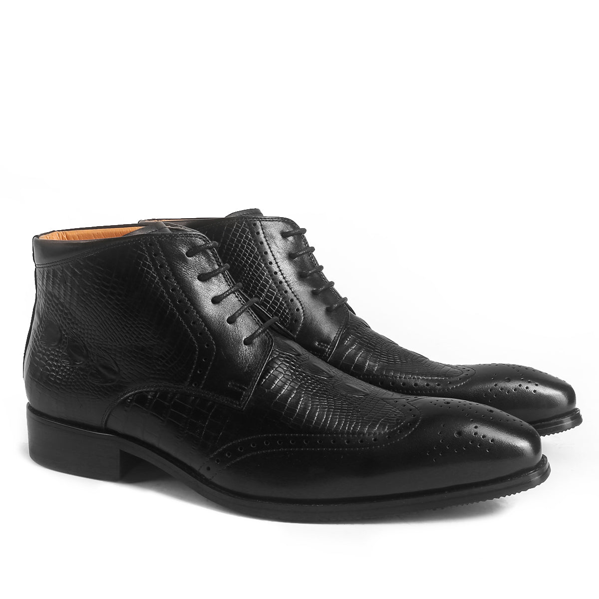 Business Alligator Pattern Wingtip Boots